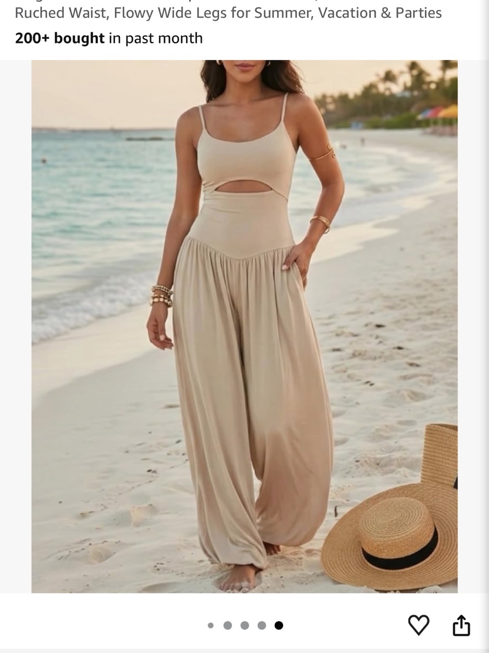 Amazon Beige Wide-Leg Jumpsuit with Front Cutout